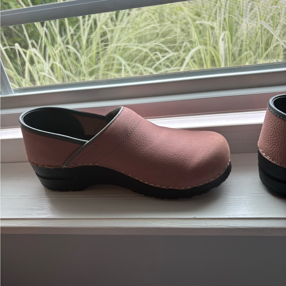 Sanita Pink and Black Mules
